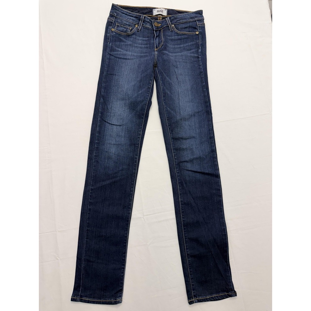 Paige Skyline Skinny Jeans Womens 25 Blue Dark Wash Mid Rise Slim 26x32 Denim